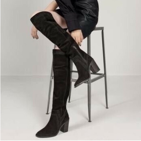 Vince Camuto Madolee Suede Black Over the Knee Boot Sz 12 - Picture 1 of 12